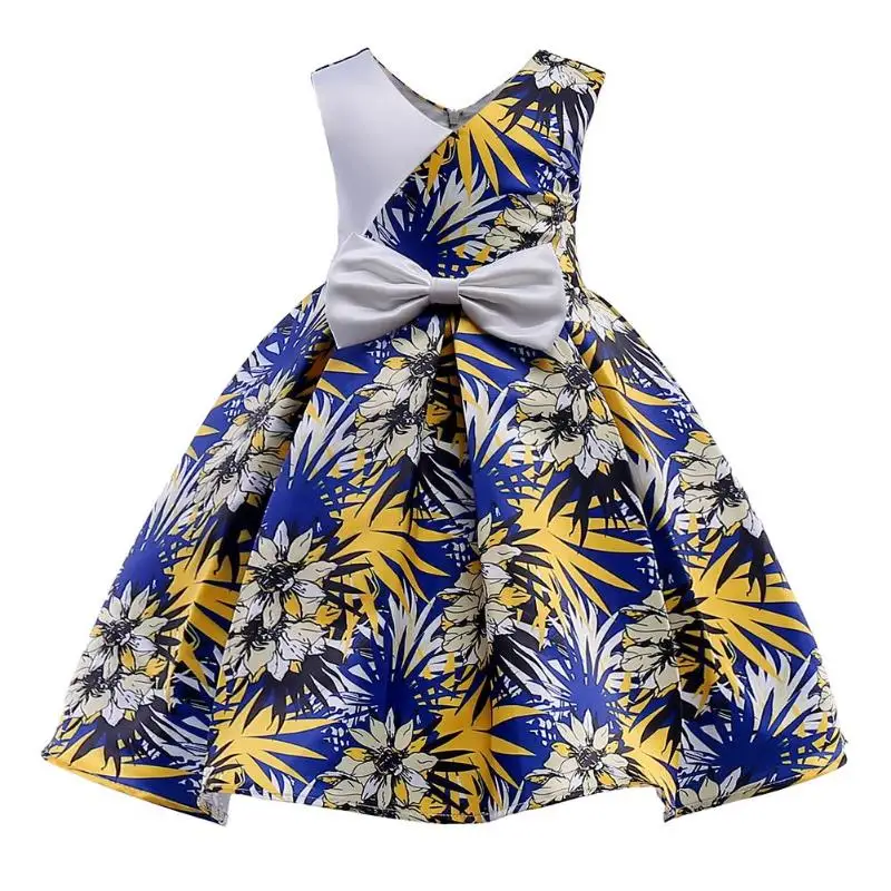 Fashion Cute Sleeveless Flower Dresses Girls Evening Ball Gown Bowknot Belt