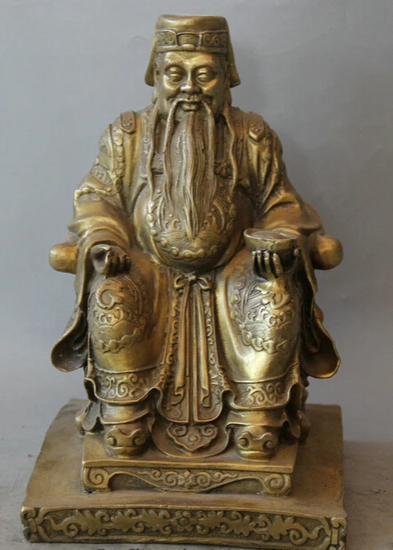 

JP S0524 8" Chinese Brass Folk Wealth Seat Chair Land granddad grandpapa grandpa Statue B0403