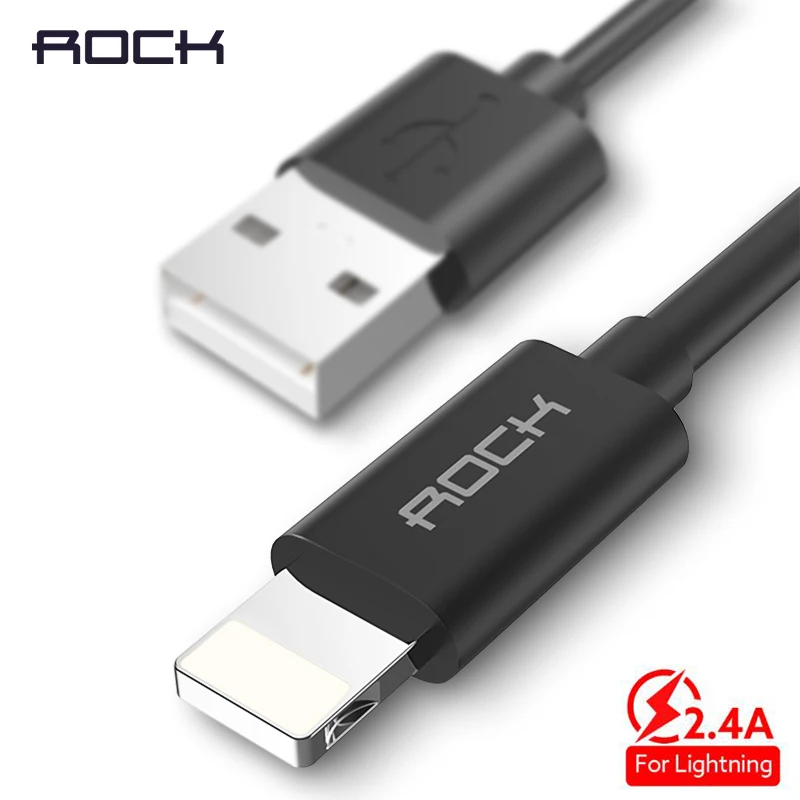 

ROCK USB Cable for iPhone 8 7 6 plus 6s 5 5s se X ipad 2 mini 2.4A 1m Fast Charging Cable for Lighting Sync Cable