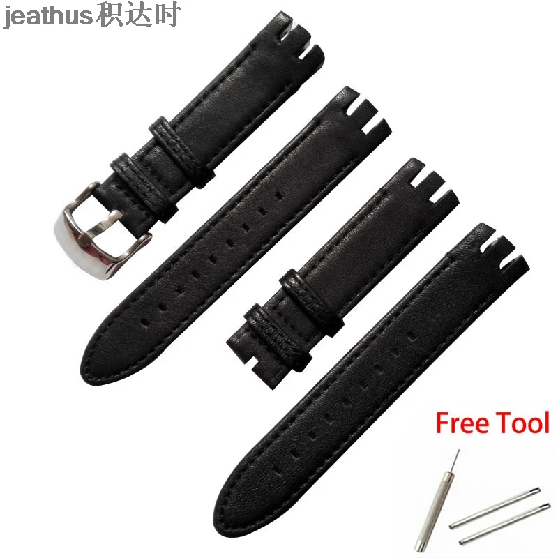 Сменный ремешок Jeathus для часов swatch YTS402 409 713 YTB400 кожаный браслет с пряжкой язычком