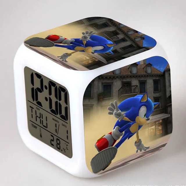 Sonic the Hedgehog светодиодный Будильник хвосты Miles Prower часы reloj despertador цифровые часы Dr. Robotnik horloge digitale Saat - Цвет: Бургундия
