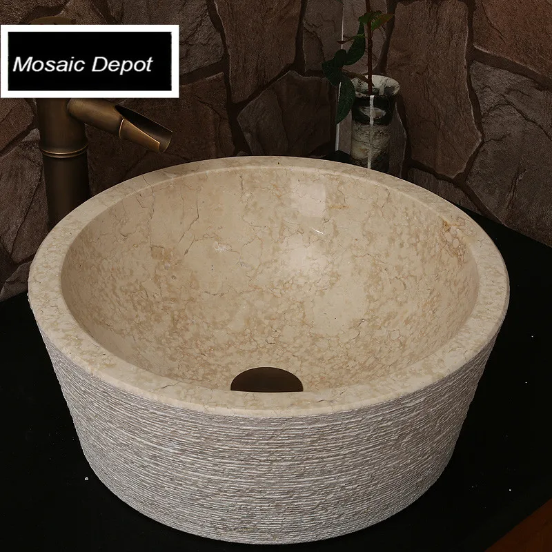 Beige marble sinks bathroom stone basin countertop sinks home decor