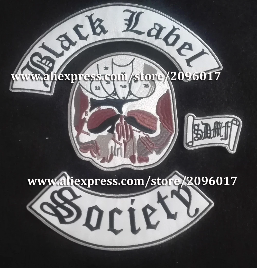 

HIGH QUALITY BLACK LABEL SOCIETY PATCHES OF THE JACKET CLOTHES PATCHE IRON ON MOTORCYCLE BIKER LARGE PATCHES WITH 4PCS/SET