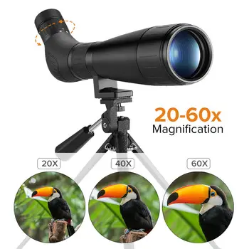 

BOBLOV B60HD 20-60X60 Spotting Scope Waterproof BAK4 Prism + Phone Mount with Tripod for Target Shooting