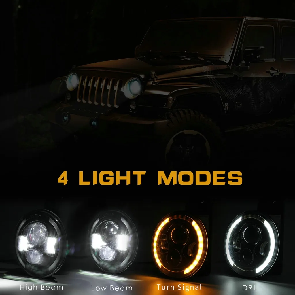 

Round 150W Total Car LED Headlights Hi/Lo 97-18 For JEEP JK TJ LJ Wrangler 7Inch 2019 New Arival Hot Sale Dropshipping