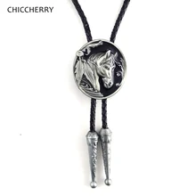Antigo cavalo de prata 3d ocidental cowboy bolo gravata para homem cordão de couro ajustável pingente novidade gravatas moda acessórios