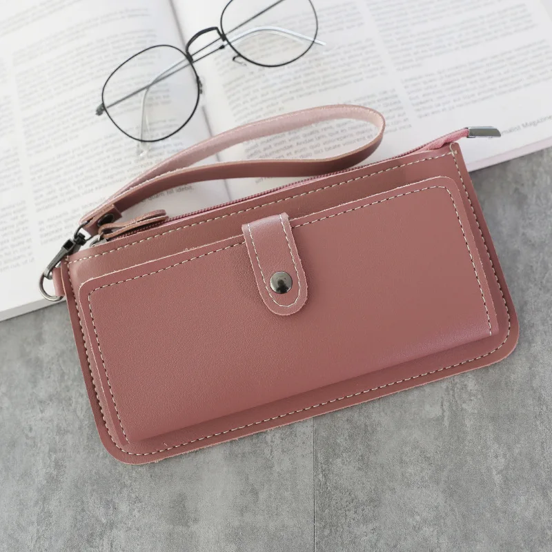DarkPink Женский Длинный кошелек, кожаный женский кошелек и кошелек, дизайнерские женские вечерние клатчи, Женский держатель для карт, Carteras Y Bolsos De Mujer - Цвет: DarkPink