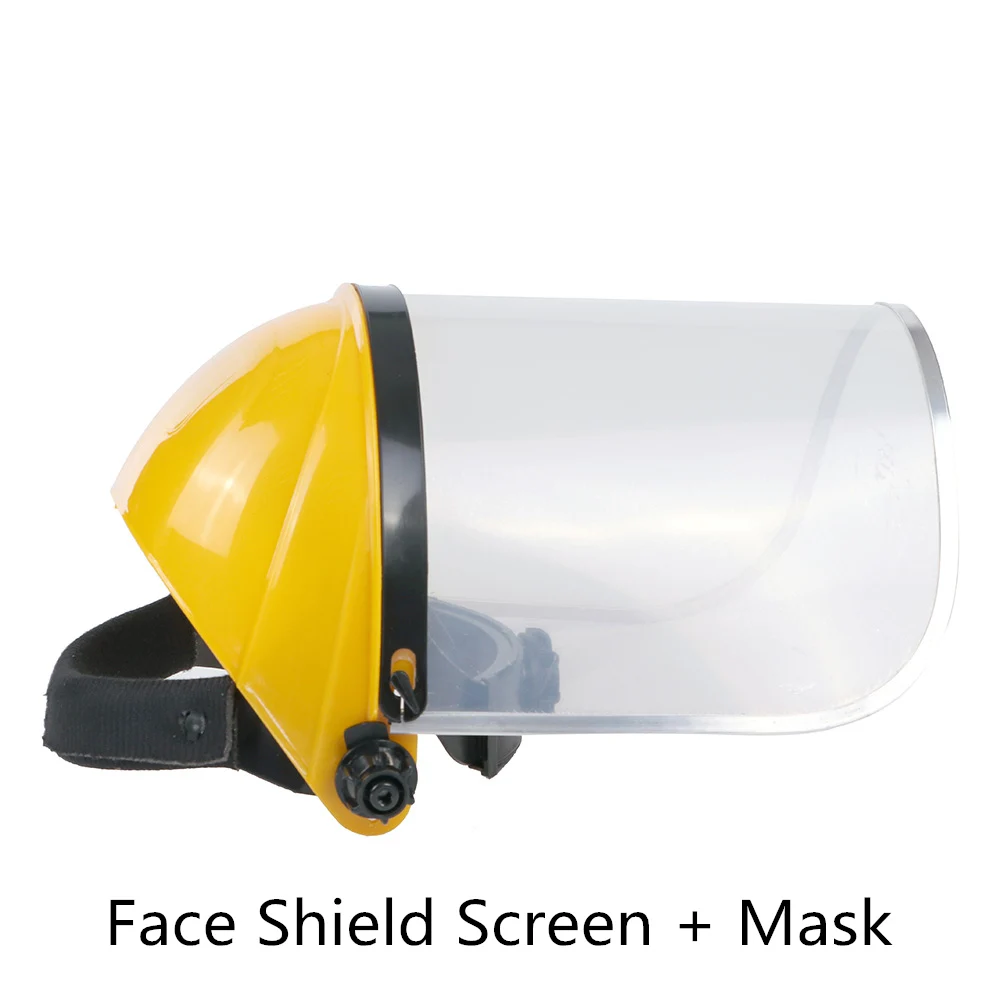 Промышленная безопасность полный щит широкий козырек Прозрачный экран анти-шок экран лица или регулируемый стальной сетки спортивный шлем безопасности - Цвет: Screen and Mask