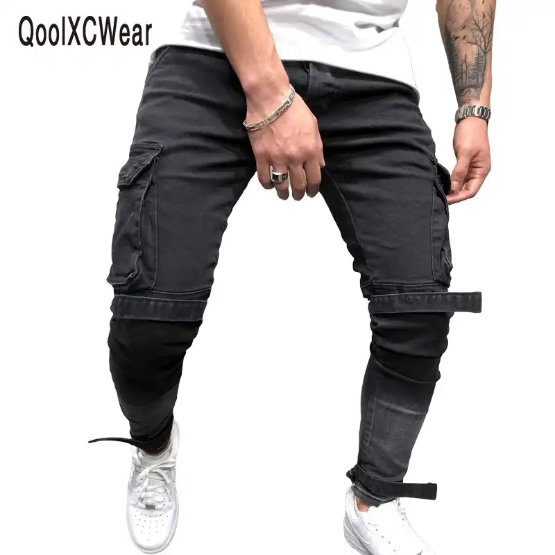 jeans with side straps mens