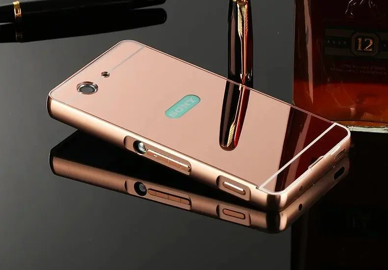 Чехол для Sony Z5 Premium алюминиевая металлическая рамка + зеркальная акриловая задняя