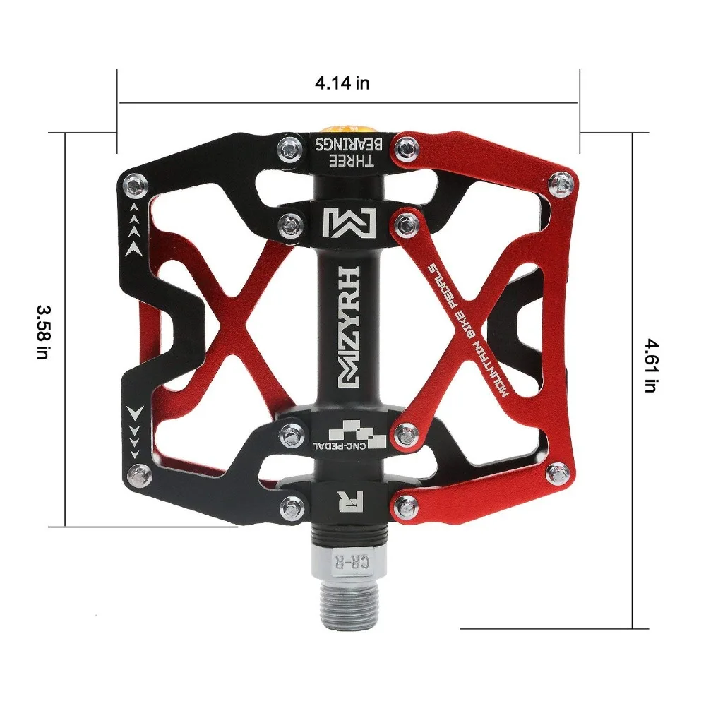 MZYRH горные MTB велосипедные широкие педали 9/1" велосипедные герметичные 3 подшипника педали с ЧПУ Обработанные смазочные герметичные подшипники педали на платформе