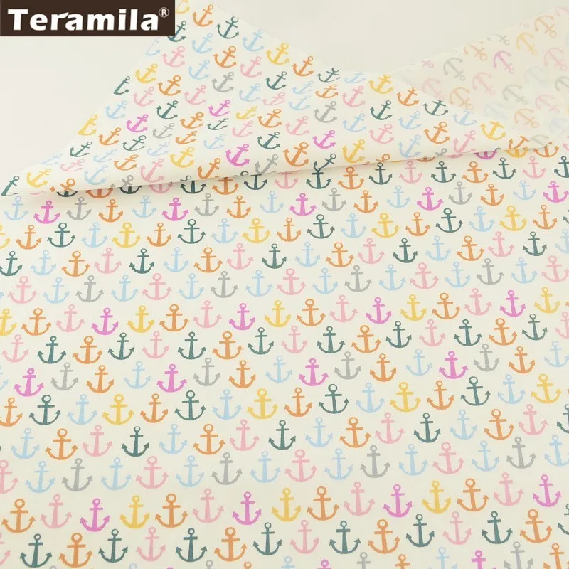 

Teramila Fabrics 100% Cotton Twill Tissue Printed Colorful Sea Anchor Patterns Sewing Textile DIY Clothing Dolls Decoration