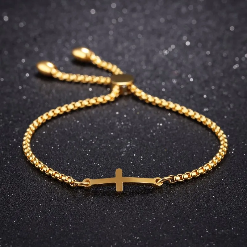 2019 316L Stainless Steel Bracelet For Women Jewelry Accessories Adjustable Chain Cross Jewellery Women's Bracelets Wholesale