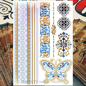 

Nu-TATY 24 style Temporary Tattoo Body Art, Gold butterfly Designs, Flash Tattoo Sticker Waterproof 21*15cm