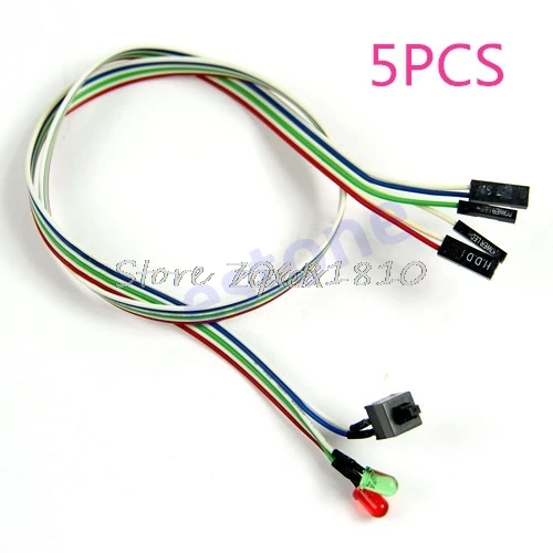 5Pcs Case Desktop ATX Power On Reset Switch Cable With HDD LED Light For PC Computer Z17 Drop Ship 10pcs lot pc computer desktop atx power on supply reset switch connector cable cord drop shipping