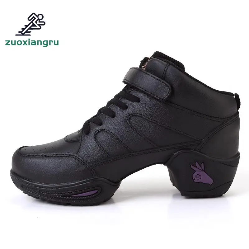 

Layer Of Leather Soft Bottom Shoes Ladies Jazz Shoes Four Square Fitness Modern Dance Shoes Ballroom Dancing Wedge Sneaker