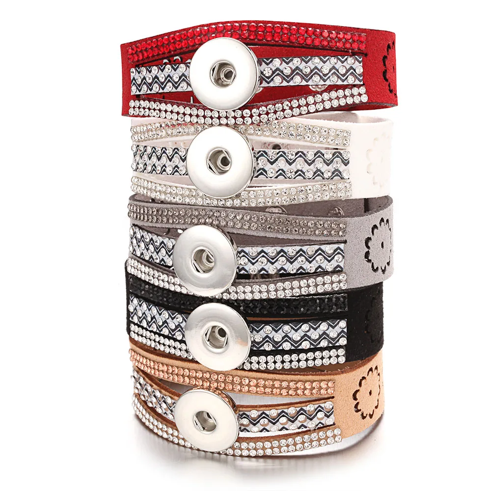 

2019 New Snap Jewelry 18mm Leather Snap Button Bracelets Vintage Bracelet Charm Bracelet Wristband