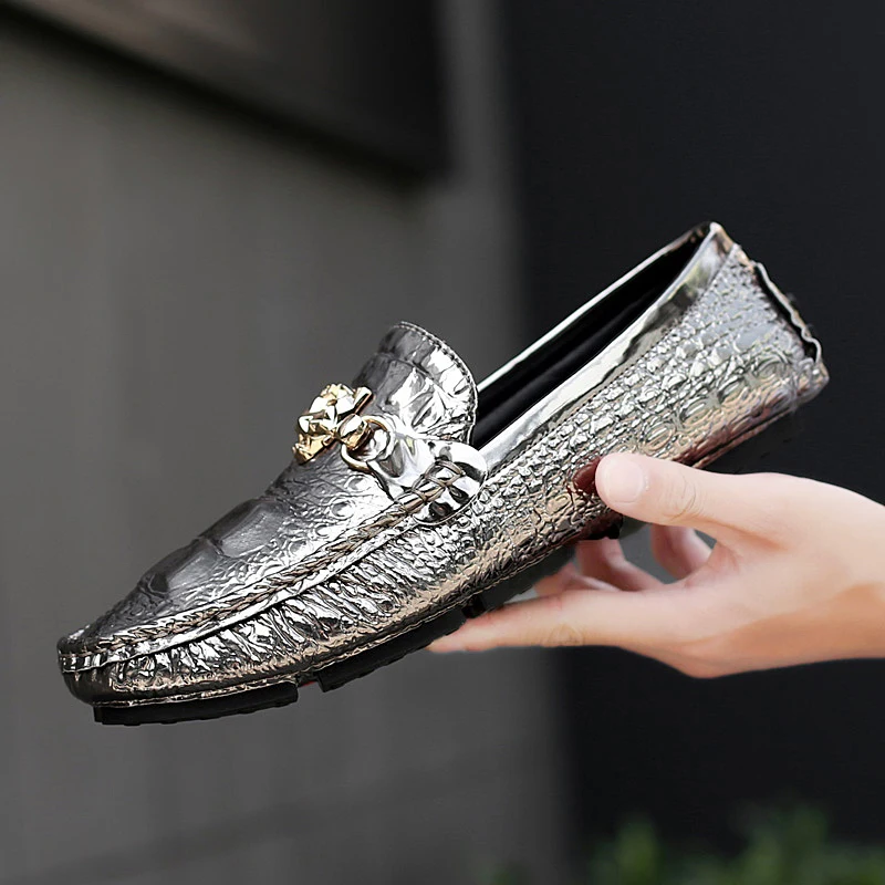 

2019 Crocodile Grain Leather Loafers High Quality Mens Driving Shoes Summer Casual Slip-on Flat Moccasins Male Boat Shoes C4
