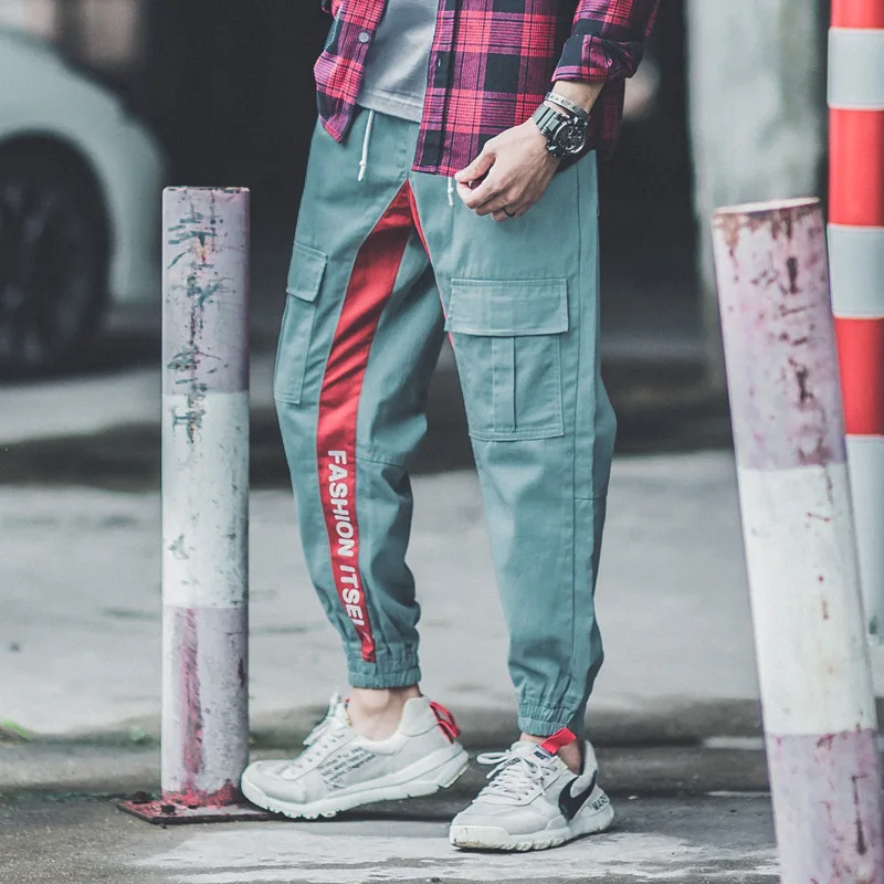 

Aelfric Eden Side Striped Letter Print Men Joggers 2019 New Design Male Cargo Pants Casual Streetwear Hip Hop Sweatpants
