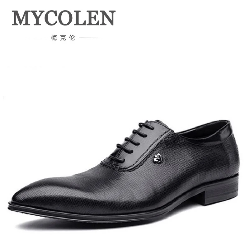 

MYCOLEN 2018 Men Dress Shoes Italian Wedding Oxford Shoes Men Elegant Suit Shoes Leather Flats Shoes Zapatos Hombre