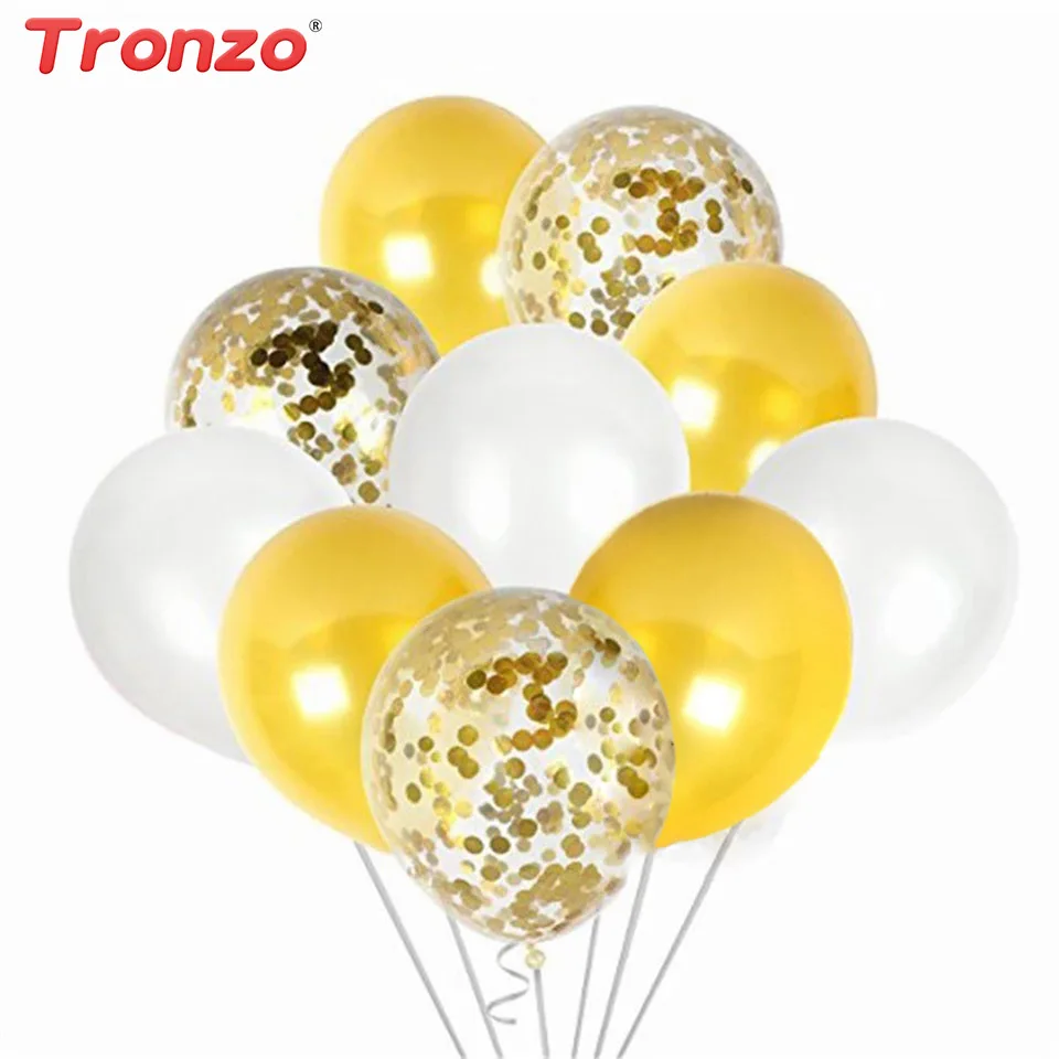 Tronzo 15pcs Confetti Balloon Golden Black Latex Balloons For Wedding Birthday Party Decoration Kids Favors Baby Shower Supplies | Дом и сад