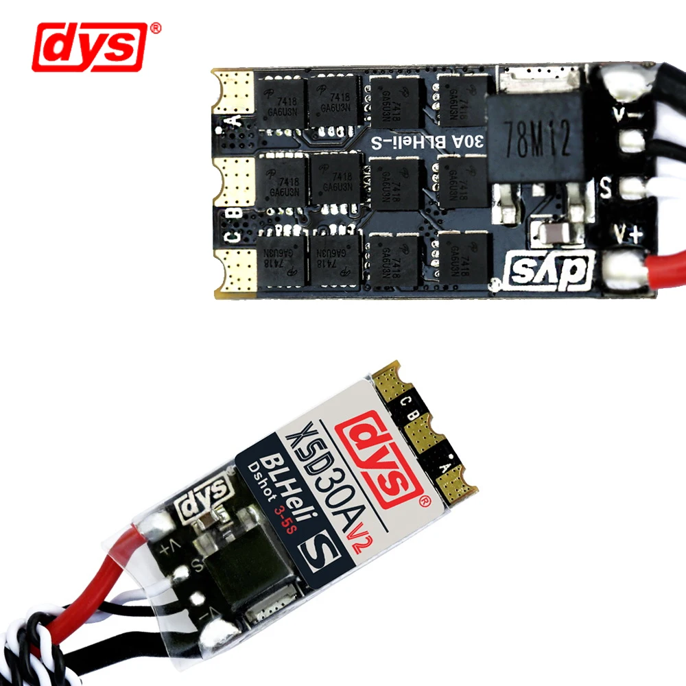 1 шт. оригинальный DYS ESC XSD 30A V2 3 5S BLHeli_S поддерживает Dshot600 Dshot300 для FPV