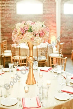 

Gold Metal Flower Vase Table Cenerpiece Wedding Decoration 10pcs/lot