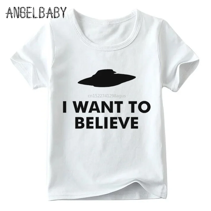 X file inspired/футболка с принтом I Want To Believe детские летние белые топы короткими