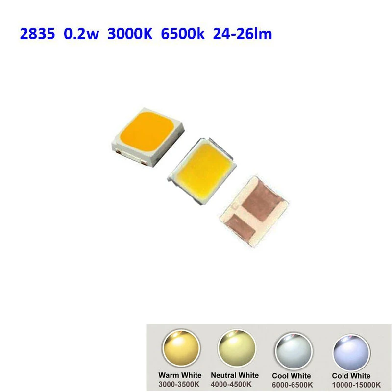 100x LED Chip 0 2w 22-24lm Warm White SMD High Power 2835