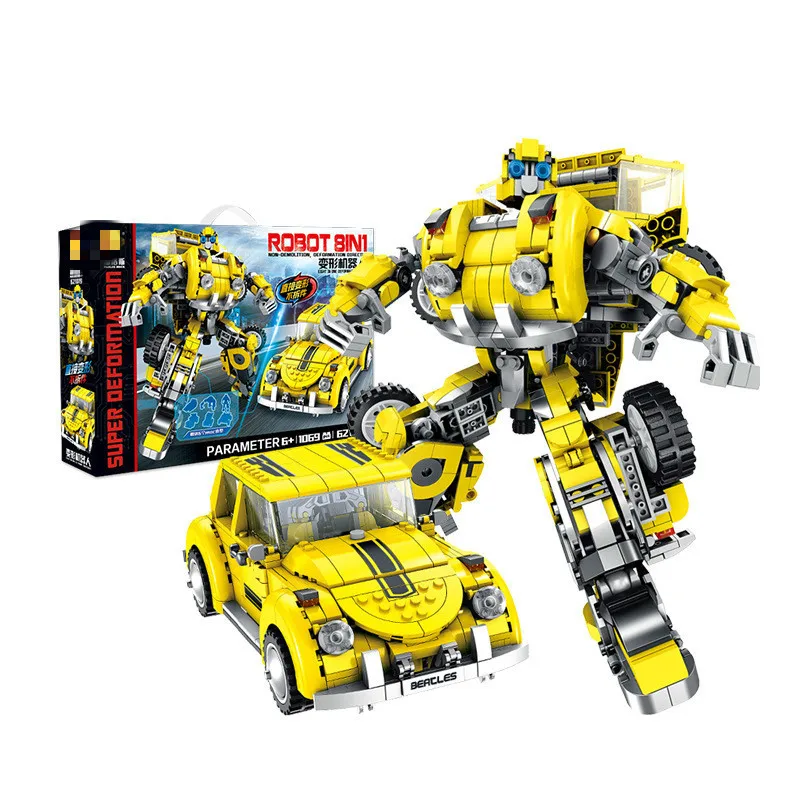 

Deformation Robot Chinese Rhubarb Of Bee Film Collection Edition Assembling Building Block Toys 621019