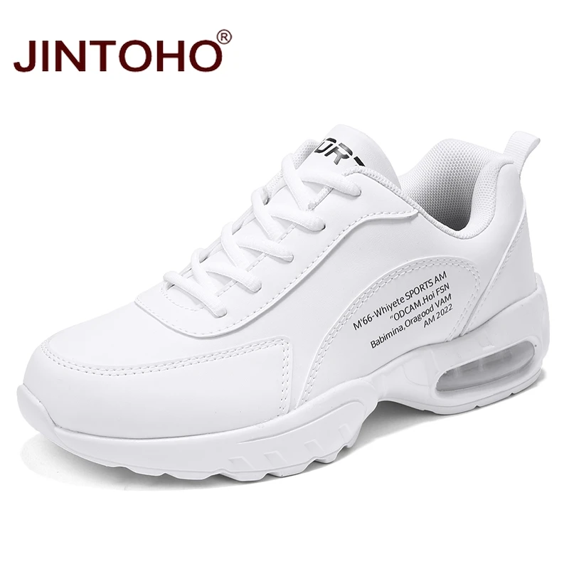 JINTOHO Брендовые мужские спортивные кроссовки белые кожаные для мужчин Уличная