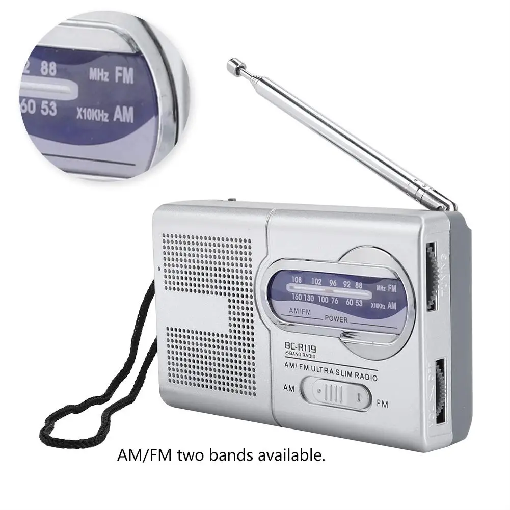 Многофункциональный Мини карманный AM/FM BC-R119 радио Динамик Приемник телескопическая антенна Сильная и прочная