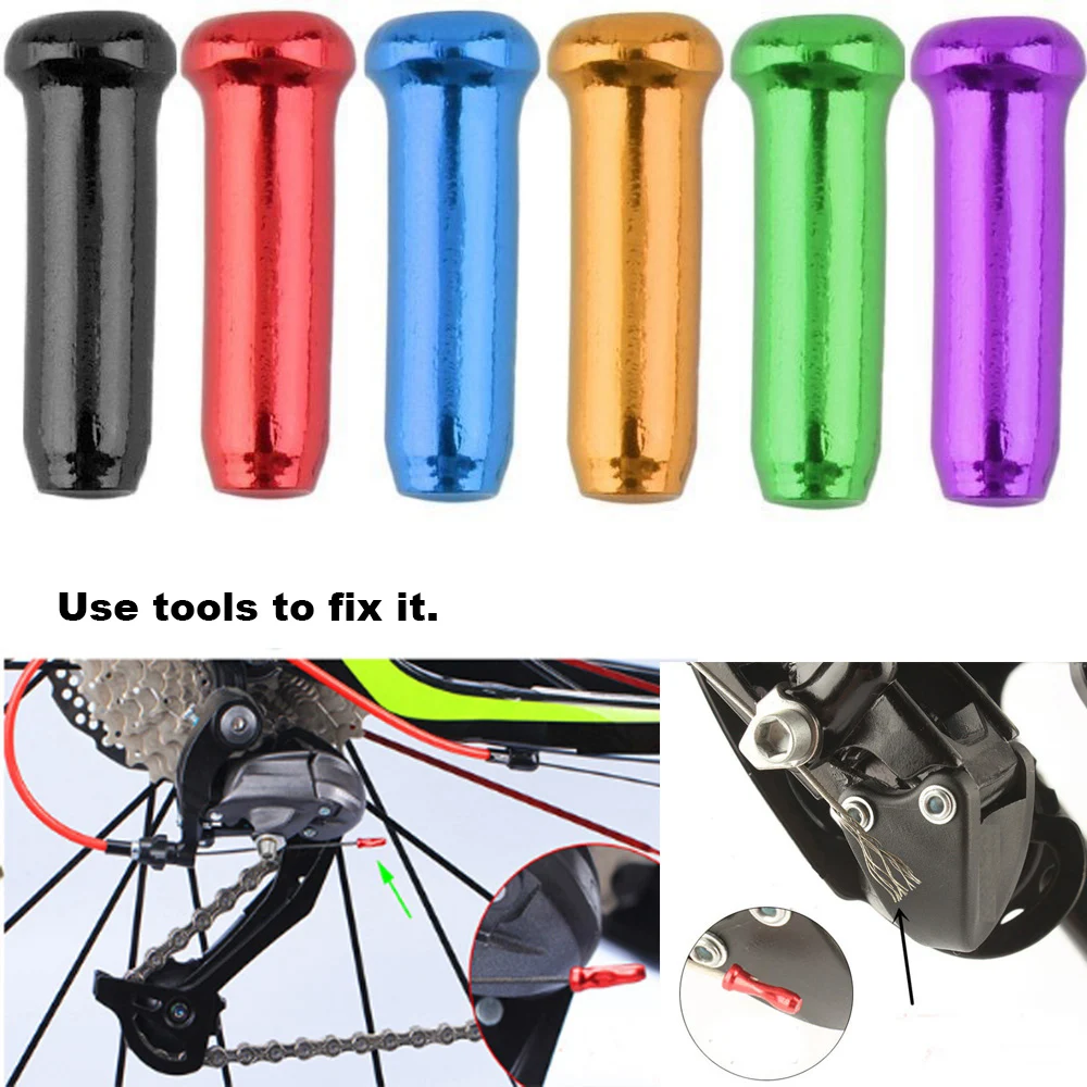 50pcs aluminum alloy bicycle brake cable tips crimps derailleur shift end caps/_7