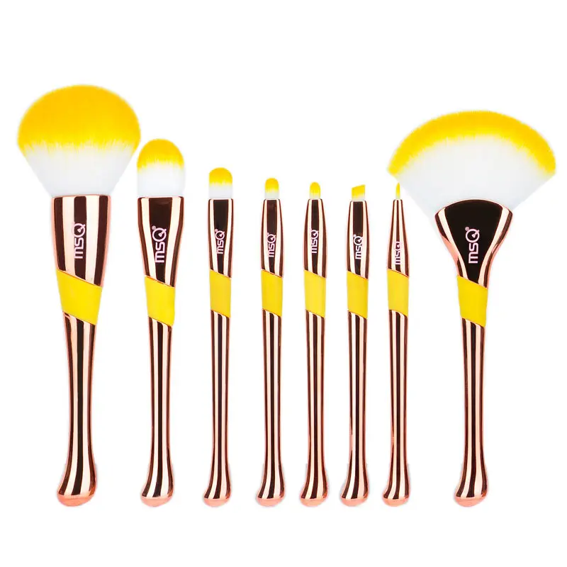 

MSQ 8 Pcs Professional Makeup Brushes Set Powder Foundation Eyeshadow Make Up Brushes Cosmetics Synthetic Hair Silicone Handle