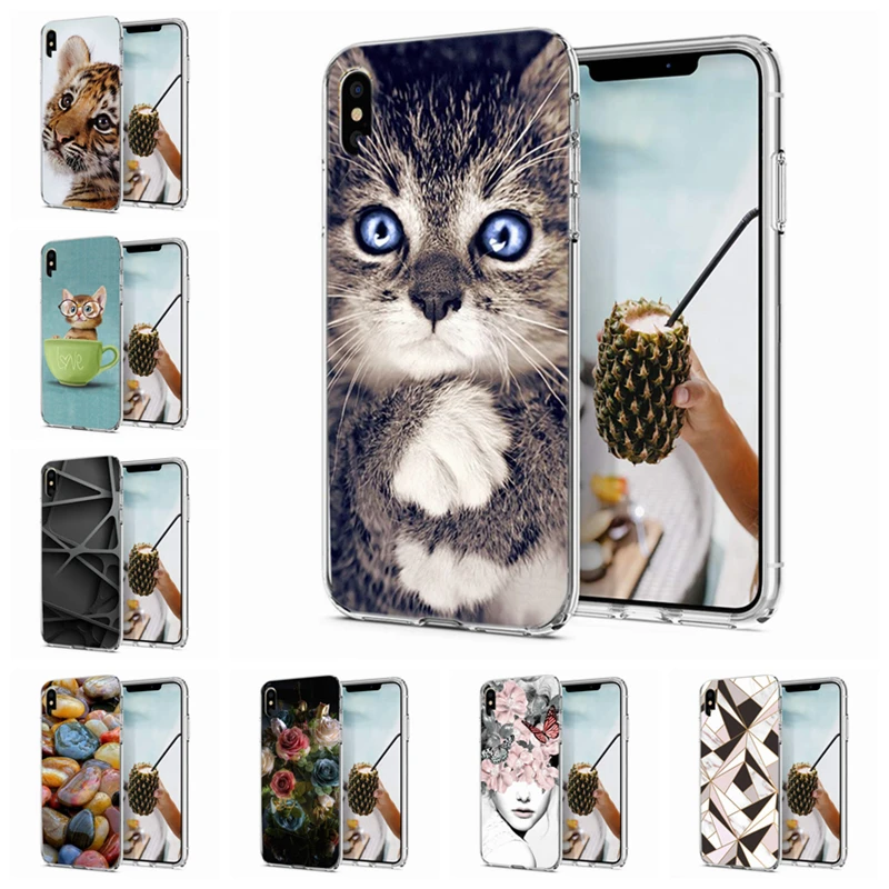 Для iPhone6 7 8 plus XS Max X XR чехол Силиконовые Мягкие окрашенные сумки цветы узорные