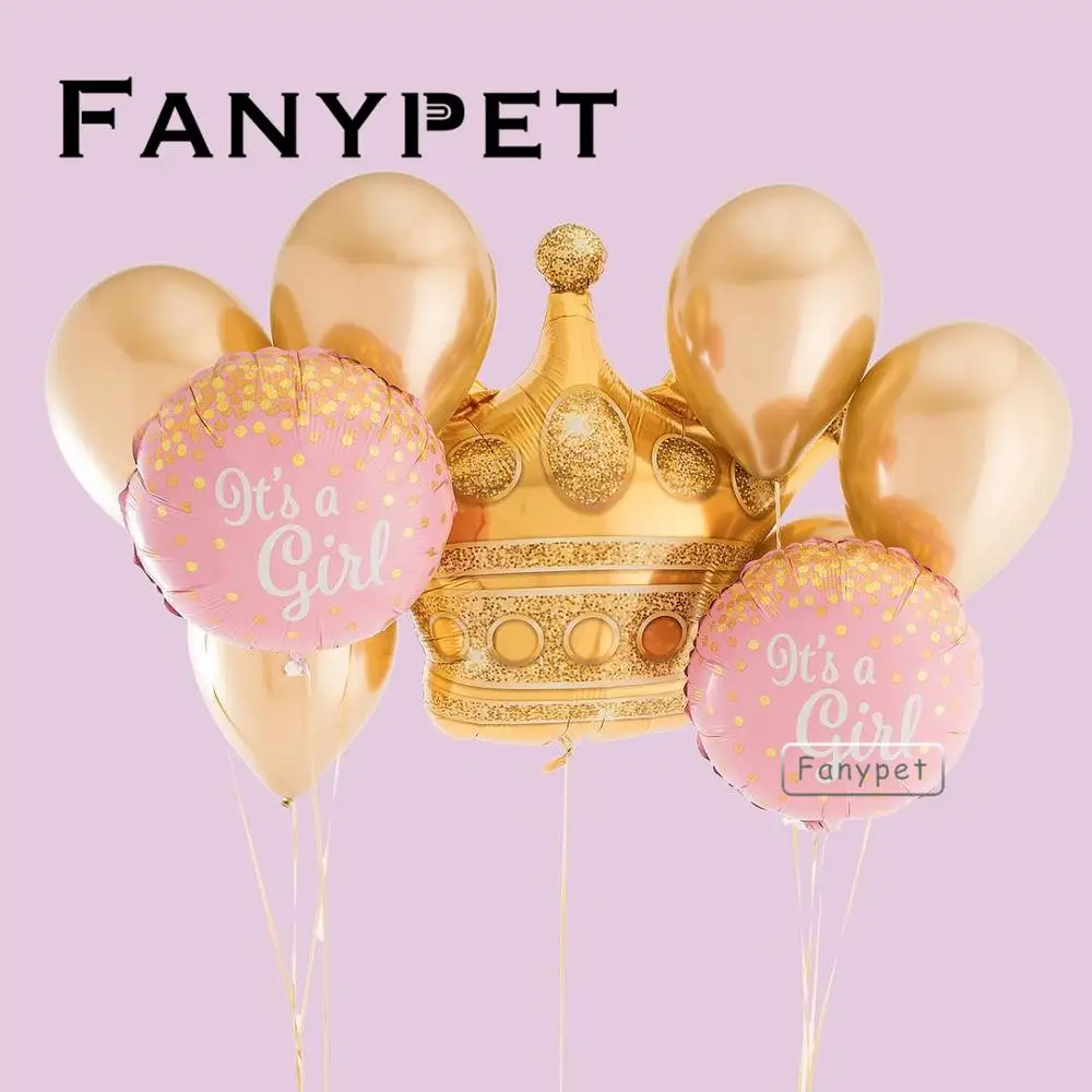 

1set big Gold Crown Foil Balloons 18"Prince Princess boy girl Baby Shower First Birthday Bachelorette Party Decorations Photo