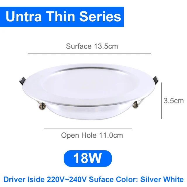 1pc/4pcs LED Panel Light 220V Spot Light Lamp Ultra Thin Recessed Downlight LED Indoor Lighting Kitchen 5W 9W 12W 18W - Испускаемый цвет: 18W 135mm Untra Thin