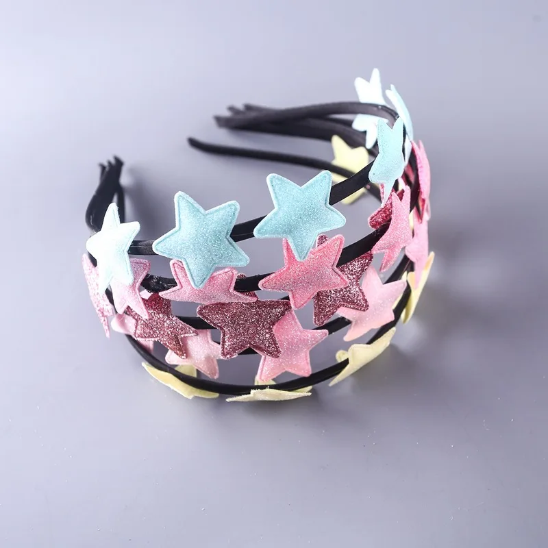 

1PC Korean Powder Stars Children Hairband Lovely Hair Hoop for Girls Glitter Hair Accessories Princess Headband Hair Ornaments