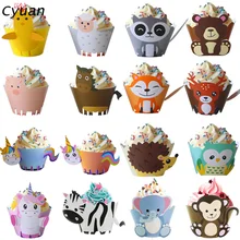 Cyuan Cartoon Animal Colored Cupcake Wrappers Party Cake Decor for Kids Unicorn/Woodland/Jungle/Llama/Farm Themed Party Supplies