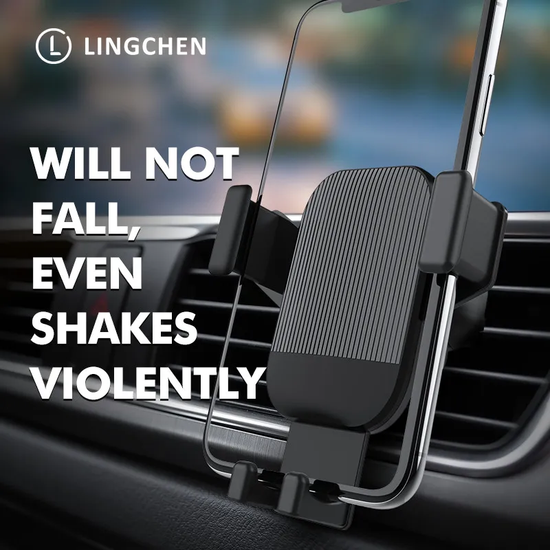 

Lingchen Gravity Car Phone Holder For Phone in Car Air Vent Clip Mount No Magnetic Phone Holder Cell Stand Support For iPhone X