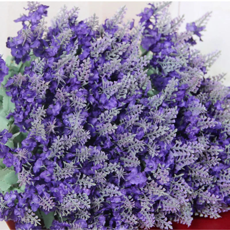 10 Heads Silk Flowers Provence Lavender Fake Artificial High Quality Flowers Wedding Decoration For Home Garden Decor DA
