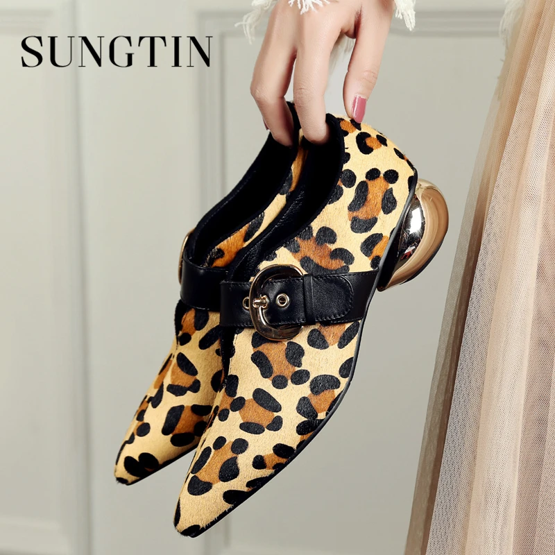 

Sungtin Spring Autumn Mid Heel Casual Mary Jane Shoes Fashion Horsehair Women Pumps Pointed Toe Party Shoes Ladies Dress Shoes