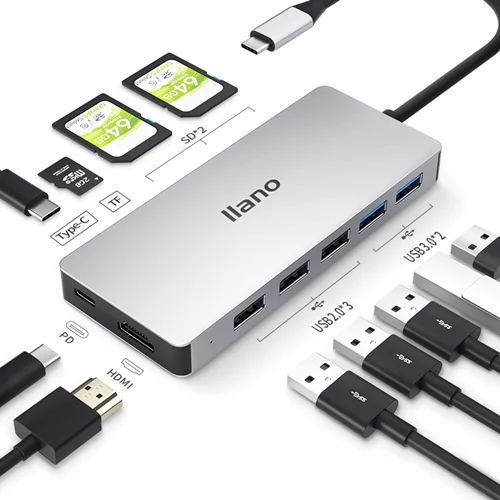 

USB C Hub Thunderbolt 3 USB C Adapter Type C to HDMI USB Card Reader PD for Macbook Surface Chromebook Samsung Note 8 9 Huawei