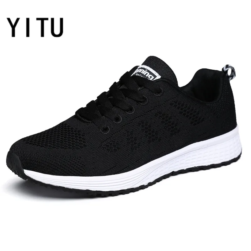 

YITU Women Sneakers Walking Running Shoes Fall New Trend Flywire Mesh Sneakers Female Jogging Lace-up Shoes Breathable Light