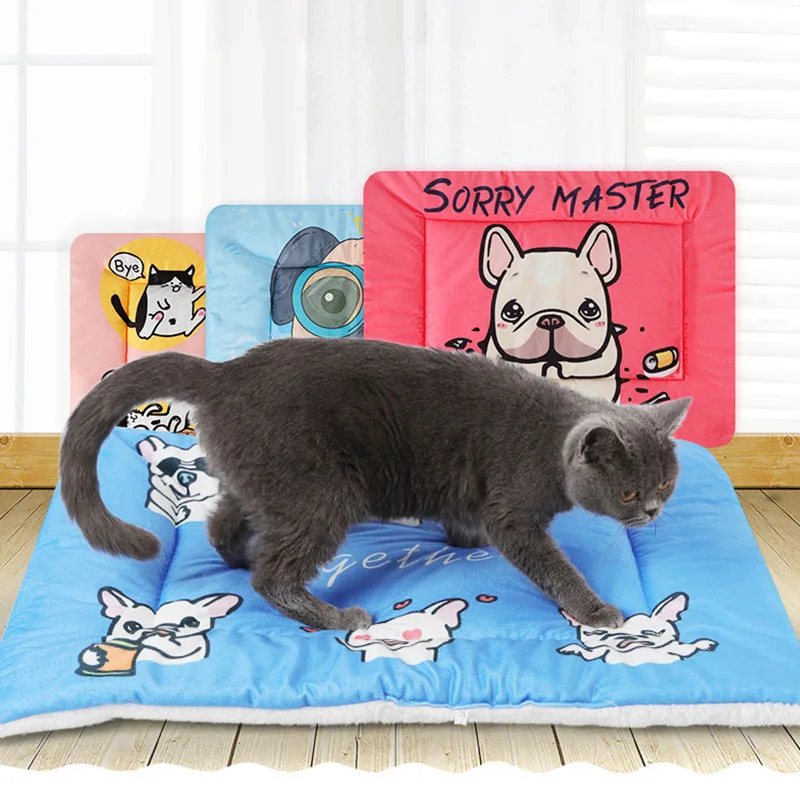 Pet Dog Cat Warming Bed Mat Comfortable Fleece Mat Winter Sleeping and