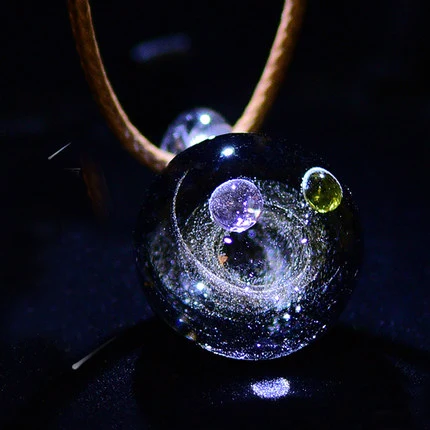 

Glass Nebula Cosmic Handmade Galaxy Pendant Necklace Lucky Men Women Couple Jewelry Valentine's Day Present Gift with Rope