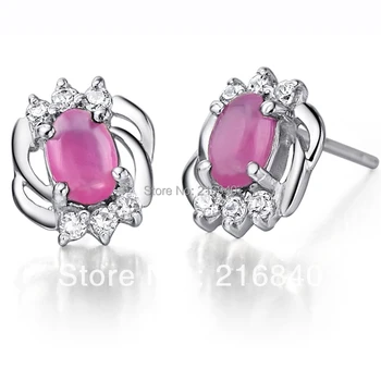 

Natural Ruby Fancy Sapphire Earring Stud 925 Sterling silver Woman Fine Elegant Pink Gem Jewelry Girl Birthstone Christmas Gift