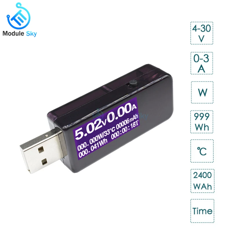 

7 in 1 USB Tester LCD Digital Voltmeter Current Voltage Meter Ammeter Power Energy Capacity Impedance Temperature Multifunction