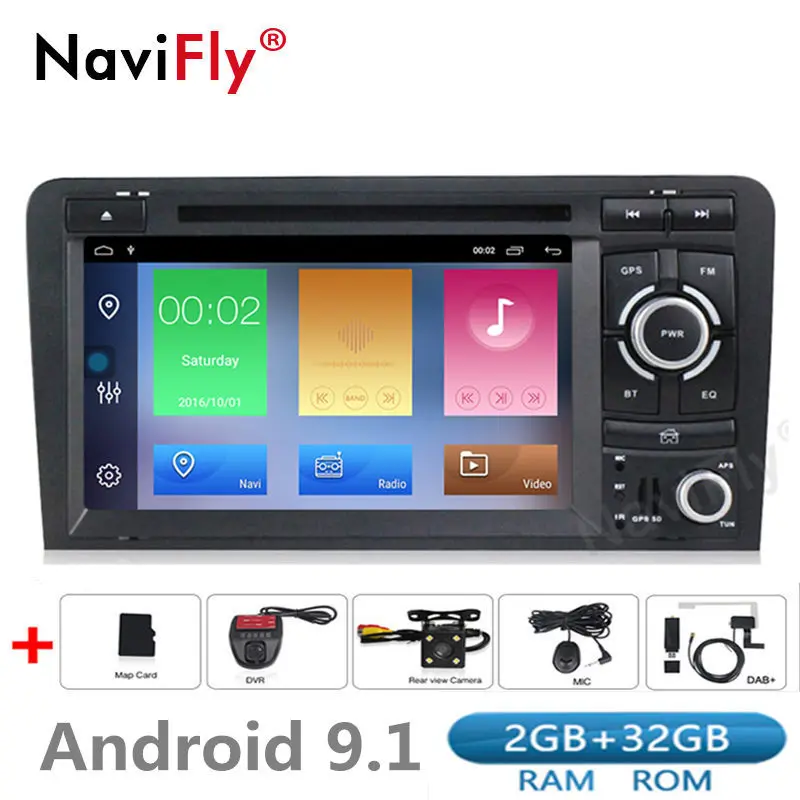 Новинка! 2din 2+ 32G Android 9,1 автомобильный dvd-плеер gps навигация для Audi A3 S3 2003-2013 мультимедийный плеер радио FM wifi BT RDS CAN шина