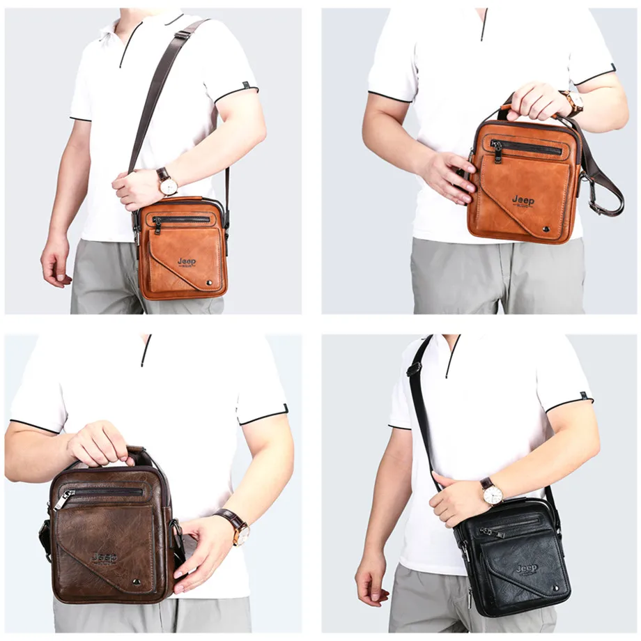  JEEP BULUO Men Bag Famous Designer Men Shoulder Messenger Bags Split Leather Crossbody Tote Men Fas - 32989710937